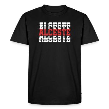 Alceste t-shirt idée cadeau texte empilé - T-shirt Premium bio Homme - noir - Devant - Nico (187cm)