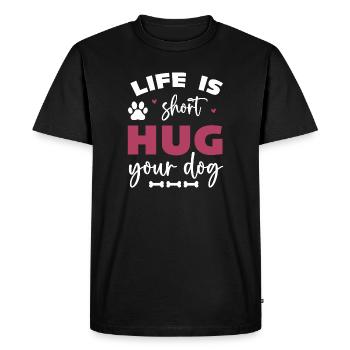 La vie est courte, faites un câlin à votre chien - T-shirt Premium bio Homme - noir - Devant - Nico (187cm)