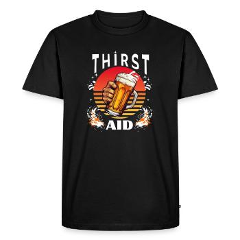 Thirst Aid - Drinking Shirt - Men's Premium Organic T-Shirt - black - Front - Nico (187cm)