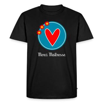 MAÎTRESSE. MERCI. MERCI MAÎTRESSE - T-shirt Premium bio Homme - noir - Devant - Nico (187cm)