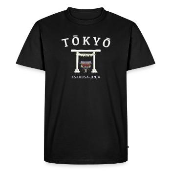 Tokyo, Japon, Torii Asakusa-jinja dessin à la main - T-shirt Premium bio Homme - noir - Devant - Nico (187cm)