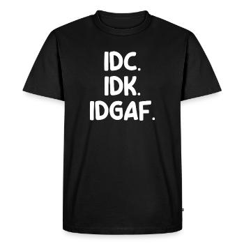 Déclaration indifférente et froide Je m’en fiche Attitude - T-shirt Premium bio Homme - noir - Devant - Nico (187cm)