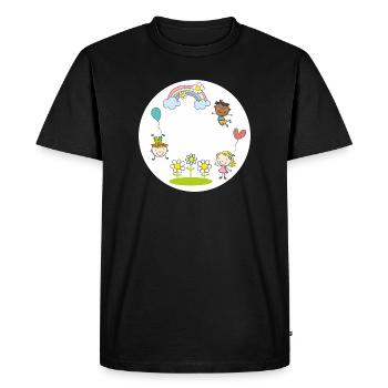 Ballon floral arc-en-ciel assorti pour enfants - T-shirt Premium bio Homme - noir - Devant - Nico (187cm)