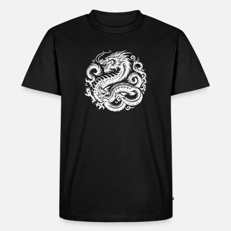 Chinesisches Drachen-Tattoo - Männer Premium Bio T-Shirt - Schwarz
