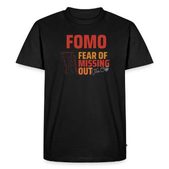 FOMO Club Cliff Typography - Men's Premium Organic T-Shirt - black - Front - Nico (187cm)