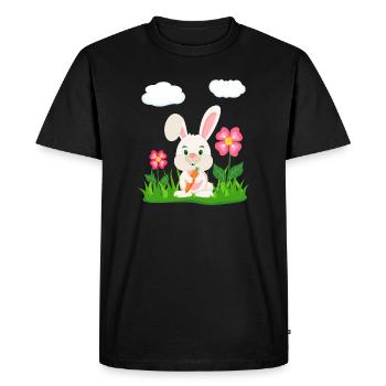 Cute Rabbit with Carrot Bunny Bunny Easter Bunny - Men's Premium Organic T-Shirt - black - Front - Nico (187cm)