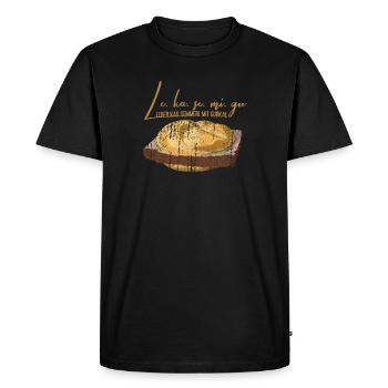 Leberkäs Semmerl with gherkins – dialect - Men's Premium Organic T-Shirt - black - Front - Nico (187cm)