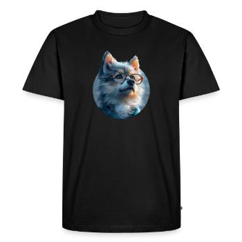 Illustration de Loup avec lunettes - T-shirt Premium bio Homme - noir - Devant - Nico (187cm)