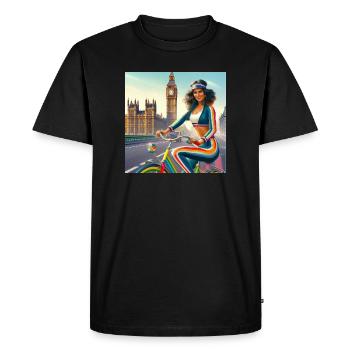 Rainbow Ride London Vibe - Men's Premium Organic T-Shirt - black - Front - Nico (187cm)
