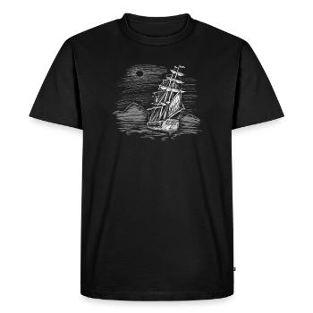 Sailing ship on course - Men's Premium Organic T-Shirt - black - Front - Nico (187cm)