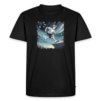 sporty boy comic - Men's Premium Organic T-Shirt - black - Front - Nico (187cm)