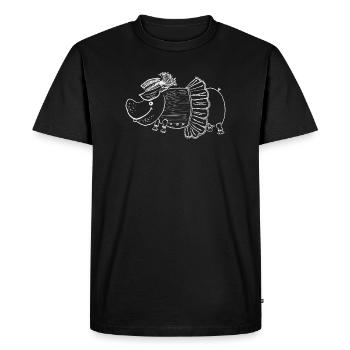 Hippopotamus lady with hat and dress - Men's Premium Organic T-Shirt - black - Front - Nico (187cm)