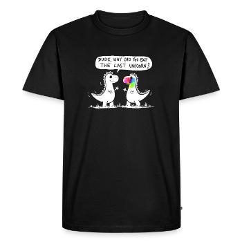 Dino dernière licorne drôle dinosaure cadeau - T-shirt Premium bio Homme - noir - Devant - Nico (187cm)