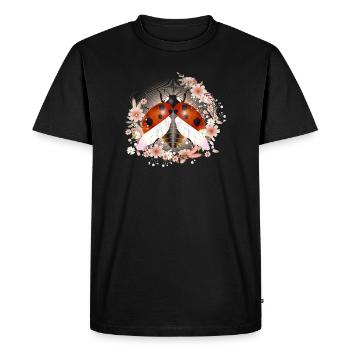 coccinelle rayonnante enchanteresse avec des fleurs - T-shirt Premium bio Homme - noir - Devant - Nico (187cm)