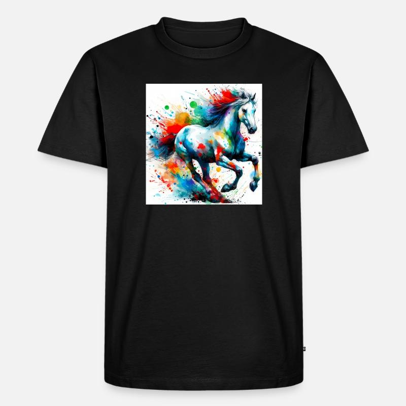 Pferd - Männer Premium Bio T-Shirt - Schwarz