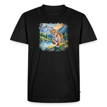 Cute Young Tiger | Children's book style - Men's Premium Organic T-Shirt - black - Front - Nico (187cm)