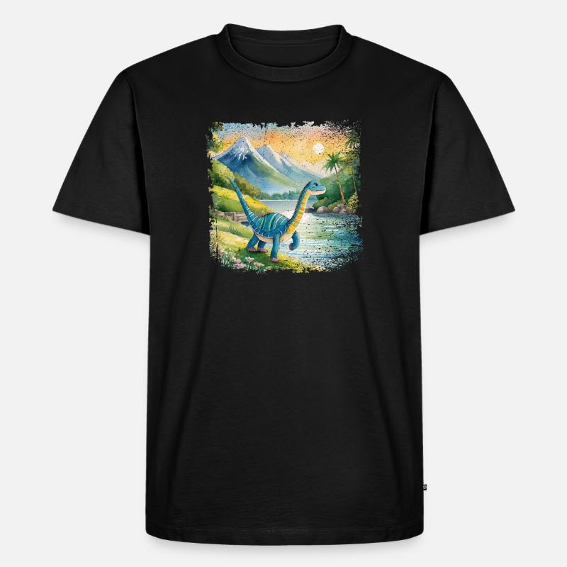 Niedlicher junger Thesaurus Kinderbuchstil Aquarel - Männer Premium Bio T-Shirt - Schwarz