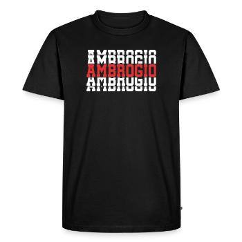t-shirt Ambrogio cadeau t-shirt texte empilé - T-shirt Premium bio Homme - noir - Devant - Nico (187cm)