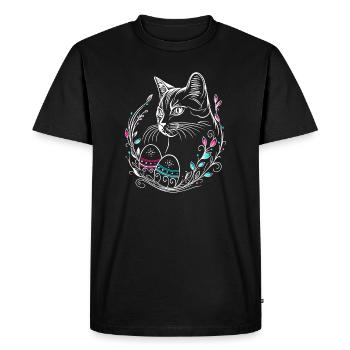 Chat Oeufs de Pâques Chat de Pâques - T-shirt Premium bio Homme - noir - Devant - Nico (187cm)