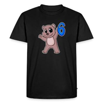 Ours motif 6e anniversaire - Six ans - T-shirt Premium bio Homme - noir - Devant - Nico (187cm)