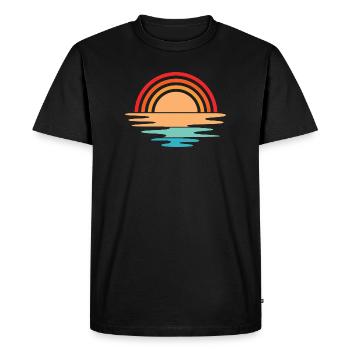 Sunset retro vintage icon sun design - Men's Premium Organic T-Shirt - black - Front - Nico (187cm)