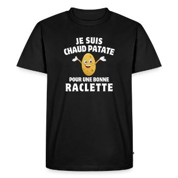 Raclette, melted cheese, raclette party - Men's Premium Organic T-Shirt - black - Front - Nico (187cm)
