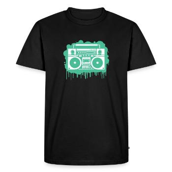 Cyan Boom Box - T-shirt Premium bio Homme - noir - Devant - Nico (187cm)