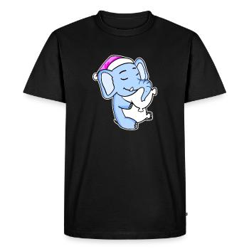 éléphant fatigué dormir fille endormie - T-shirt Premium bio Homme - noir - Devant - Nico (187cm)