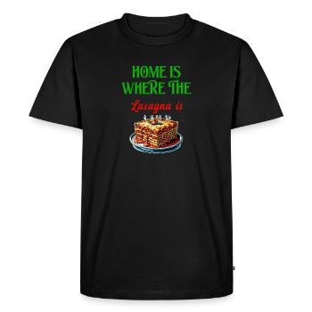 C'est à la maison que se trouvent les lasagnes - T-shirt Premium bio Homme - noir - Devant - Nico (187cm)