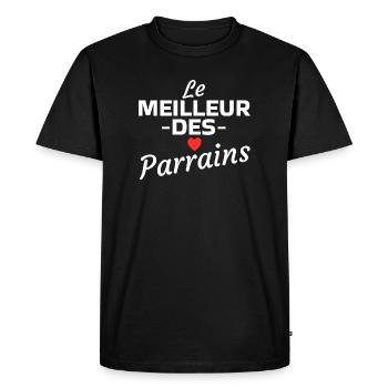 Citations Amoureuses pour Parrains Fidèles - T-shirt Premium bio Homme - noir - Devant - Nico (187cm)
