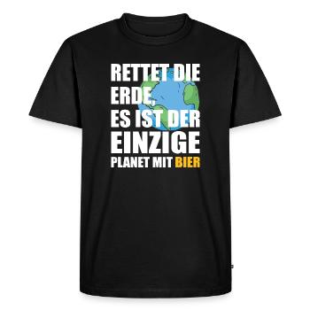 La bière sauve la planète - T-shirt Premium bio Homme - noir - Devant - Nico (187cm)