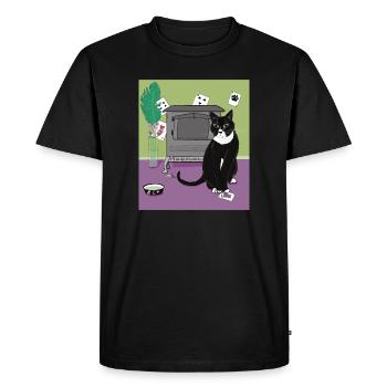 Chat Reine de cœur. - T-shirt Premium bio Homme - noir - Devant - Nico (187cm)