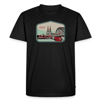 Panoramic view of Cologne illustration - Men's Premium Organic T-Shirt - black - Front - Nico (187cm)