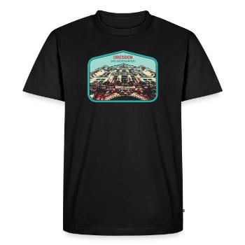 Illustration: Georgentor, Dresden - Men's Premium Organic T-Shirt - black - Front - Nico (187cm)