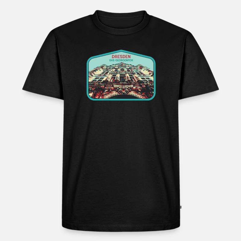 Illustration: Georgentor, Dresden - Männer Premium Bio T-Shirt - Schwarz