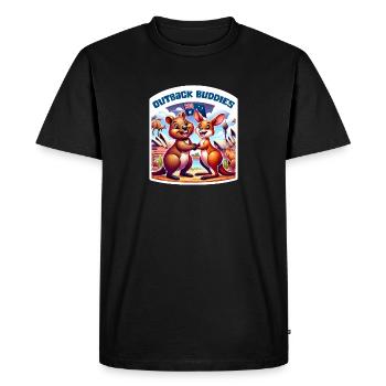 Motif de kangourou australien et de quokka - T-shirt Premium bio Homme - noir - Devant - Nico (187cm)