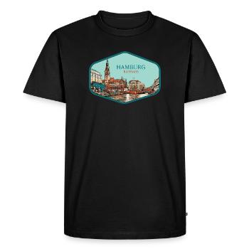 Hambourg ville historique Allemande - T-shirt Premium bio Homme - noir - Devant - Nico (187cm)
