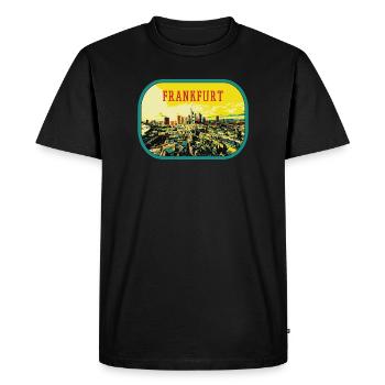 Vue panoramique colorée de la ville de Francfort - T-shirt Premium bio Homme - noir - Devant - Nico (187cm)