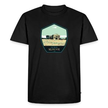 Illustration Temple Grec à Selinunte, Sicile - T-shirt Premium bio Homme - noir - Devant - Nico (187cm)