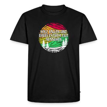 Lumberjack Woodland Wood Statement Woodwork Tree - Men's Premium Organic T-Shirt - black - Front - Nico (187cm)