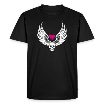 Crâne Coeur Brisé Anti Saint-Valentin - T-shirt Premium bio Homme - noir - Devant - Nico (187cm)