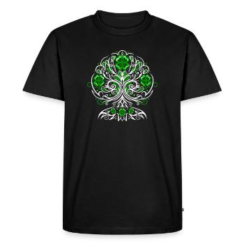 St Patrick's Day Tree of Life with Shamrocks - Men's Premium Organic T-Shirt - black - Front - Nico (187cm)