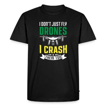 Je ne me contente pas de piloter des drones, je les écrase aussi - T-shirt Premium bio Homme - noir - Devant - Nico (187cm)