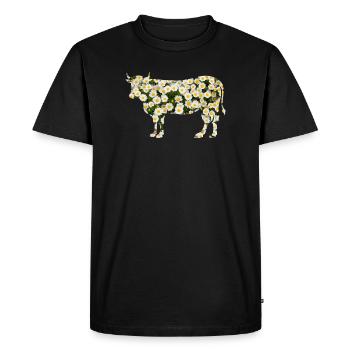 Cow T Shirt Flowers Daisy Funny Humor - Men's Premium Organic T-Shirt - black - Front - Nico (187cm)