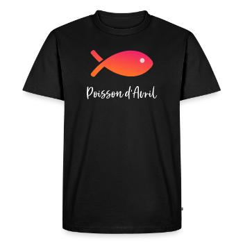 POISSON. POISSON D'AVRIL. VACANCES. ETE. HUMOUR - T-shirt Premium bio Homme - noir - Devant - Nico (187cm)