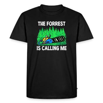 Chainsaw Statement Woodwork Tree Lumberjack - Men's Premium Organic T-Shirt - black - Front - Nico (187cm)
