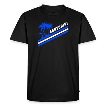 Palmiers au drapeau de Santorin, Grèce - T-shirt Premium bio Homme - noir - Devant - Nico (187cm)