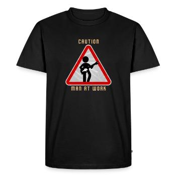 Caution MAN at work - Men's Premium Organic T-Shirt - black - Front - Nico (187cm)