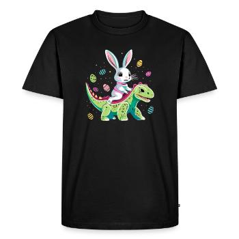 Lapin de Pâques Rides Dinosaure - T-shirt Premium bio Homme - noir - Devant - Nico (187cm)