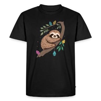 Easter Sloth with Easter Eggs - Men's Premium Organic T-Shirt - black - Front - Nico (187cm)